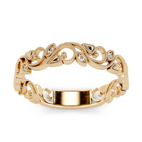 Art Deco 14k White Gold Diamond Vine and Flower Ring / Unique Wedding Band / Leaf Vine Ring / Solid Gold Vintage Ring / Stackable Ring Art Deco 14k White Gold Diamond Vine and Flower Ring / Unique Wedding Band / Leaf Vine Ring / Solid Gold Vintage Ring / Stackable Ring