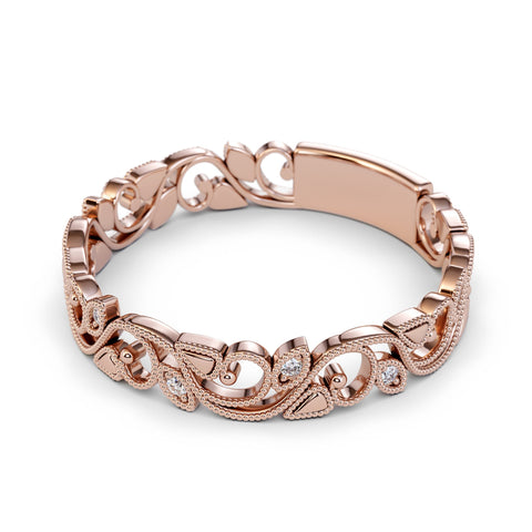 Art Deco 14k White Gold Diamond Vine and Flower Ring / Unique Wedding Band / Leaf Vine Ring / Solid Gold Vintage Ring / Stackable Ring Art Deco 14k White Gold Diamond Vine and Flower Ring / Unique Wedding Band / Leaf Vine Ring / Solid Gold Vintage Ring / Stackable Ring