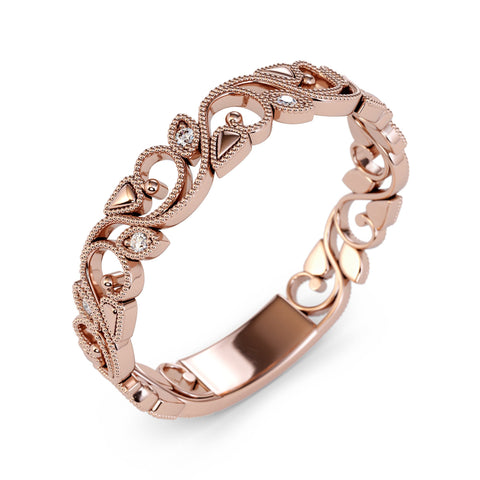 Art Deco 14k White Gold Diamond Vine and Flower Ring / Unique Wedding Band / Leaf Vine Ring / Solid Gold Vintage Ring / Stackable Ring Art Deco 14k White Gold Diamond Vine and Flower Ring / Unique Wedding Band / Leaf Vine Ring / Solid Gold Vintage Ring / Stackable Ring