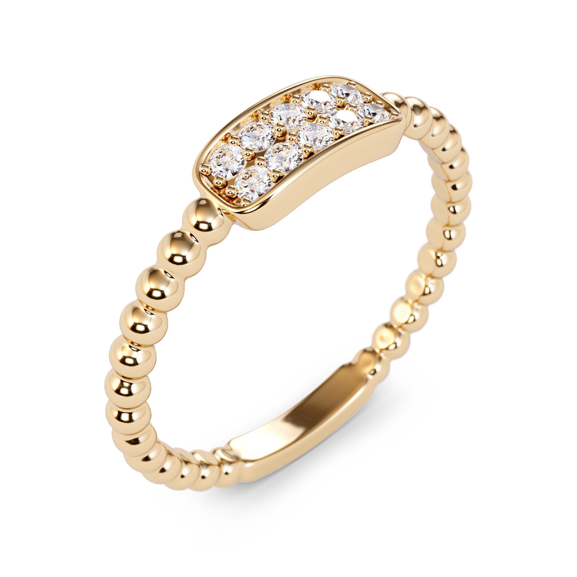 Unique Diamond Cluster Ring in 14k Gold / Beaded Gold and Diamond Stackable Ring / Diamond Wedding Band / Dainty Ring / Dainty Promise Ring Unique Diamond Cluster Ring in 14k Gold / Beaded Gold and Diamond Stackable Ring / Diamond Wedding Band / Dainty Ring / Dainty Promise Ring