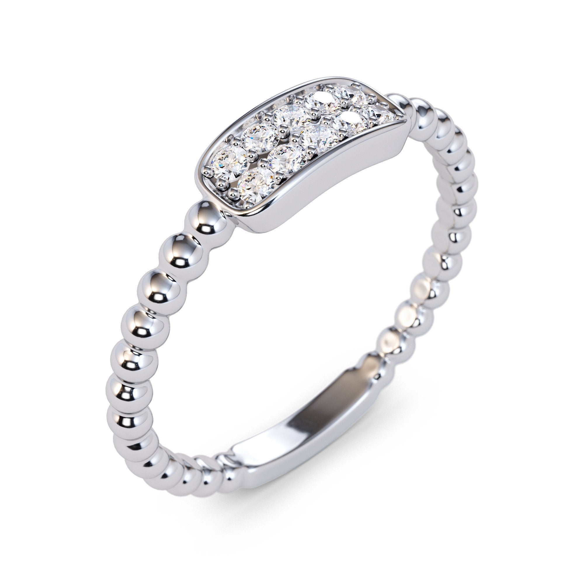 Unique Diamond Cluster Ring in 14k Gold / Beaded Gold and Diamond Stackable Ring / Diamond Wedding Band / Dainty Ring / Dainty Promise Ring Unique Diamond Cluster Ring in 14k Gold / Beaded Gold and Diamond Stackable Ring / Diamond Wedding Band / Dainty Ring / Dainty Promise Ring