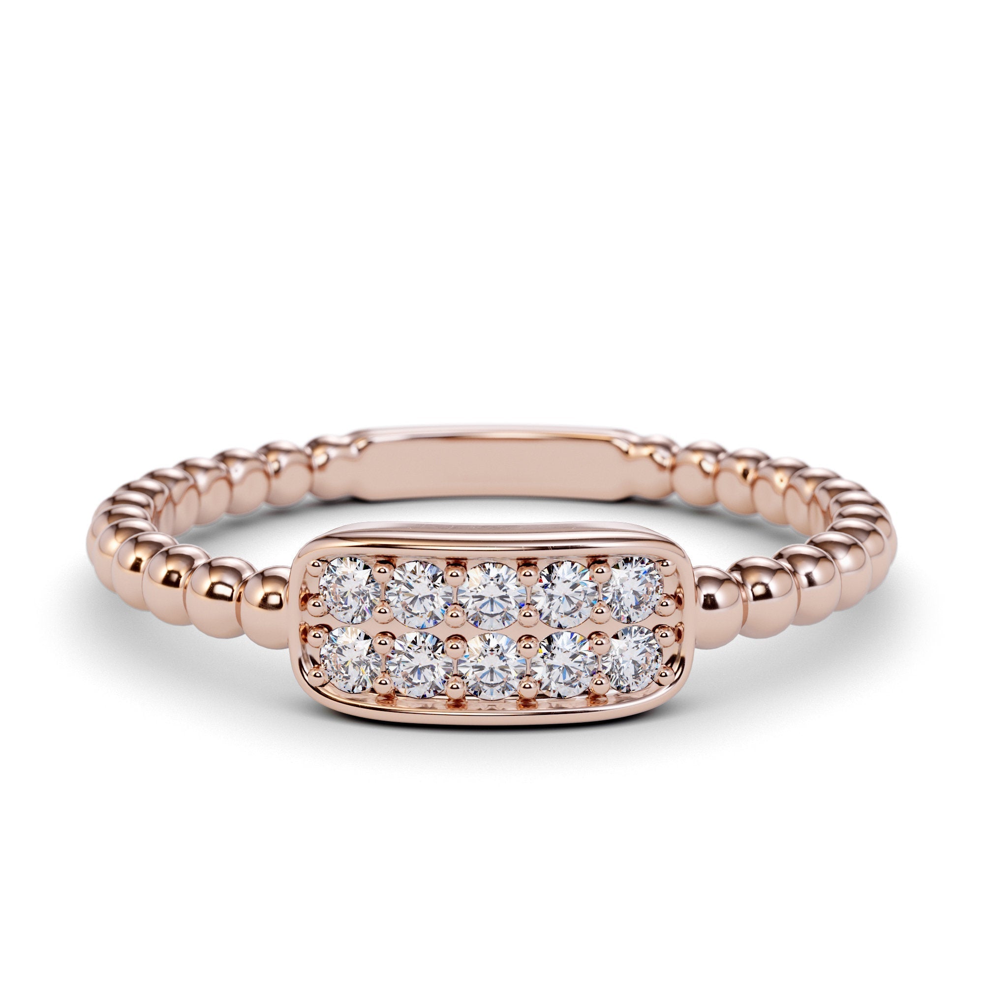 Unique Diamond Cluster Ring in 14k Gold / Beaded Gold and Diamond Stackable Ring / Diamond Wedding Band / Dainty Ring / Dainty Promise Ring Unique Diamond Cluster Ring in 14k Gold / Beaded Gold and Diamond Stackable Ring / Diamond Wedding Band / Dainty Ring / Dainty Promise Ring