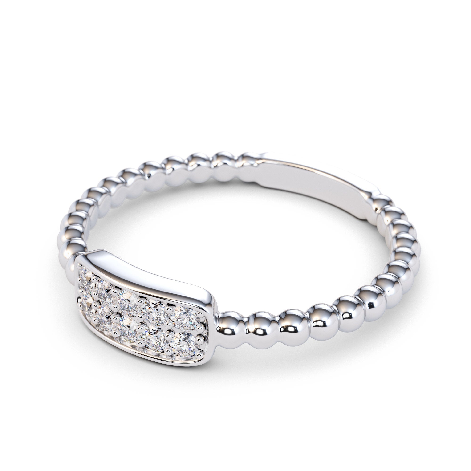 Unique Diamond Cluster Ring in 14k Gold / Beaded Gold and Diamond Stackable Ring / Diamond Wedding Band / Dainty Ring / Dainty Promise Ring Unique Diamond Cluster Ring in 14k Gold / Beaded Gold and Diamond Stackable Ring / Diamond Wedding Band / Dainty Ring / Dainty Promise Ring