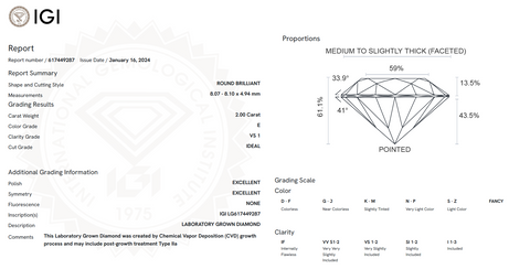 IGI-617449287 - E Color - VS1 Clarity - 2.00 Carat