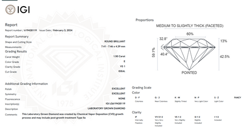 IGI-619428119 - E Color - VS1 Clarity - 1.50 Carat