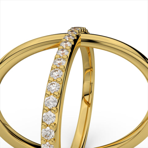 0.23ct. Diamond X Ring / X Ring / Gold X Ring / Criss Cross Ring / Natural Diamond & 14K Solid Gold X Ring  / Stackable Ring / Orbit Ring