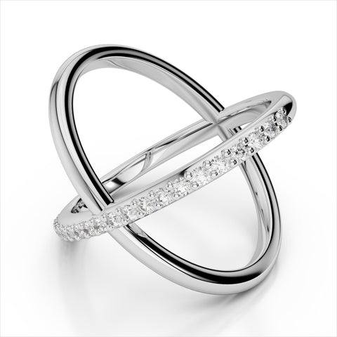 0.23ct. Diamond X Ring / X Ring / Gold X Ring / Criss Cross Ring / Natural Diamond & 14K Solid Gold X Ring  / Stackable Ring / Orbit Ring