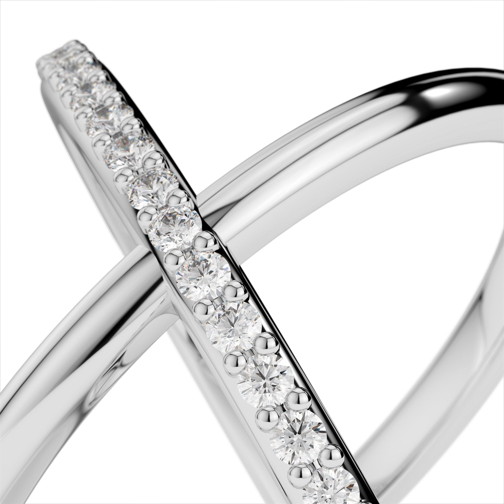 0.23ct. Diamond X Ring / X Ring / Gold X Ring / Criss Cross Ring / Natural Diamond & 14K Solid Gold X Ring  / Stackable Ring / Orbit Ring