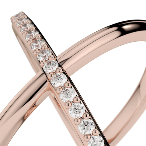 0.23ct. Diamond X Ring / X Ring / Gold X Ring / Criss Cross Ring / Natural Diamond & 14K Solid Gold X Ring  / Stackable Ring / Orbit Ring